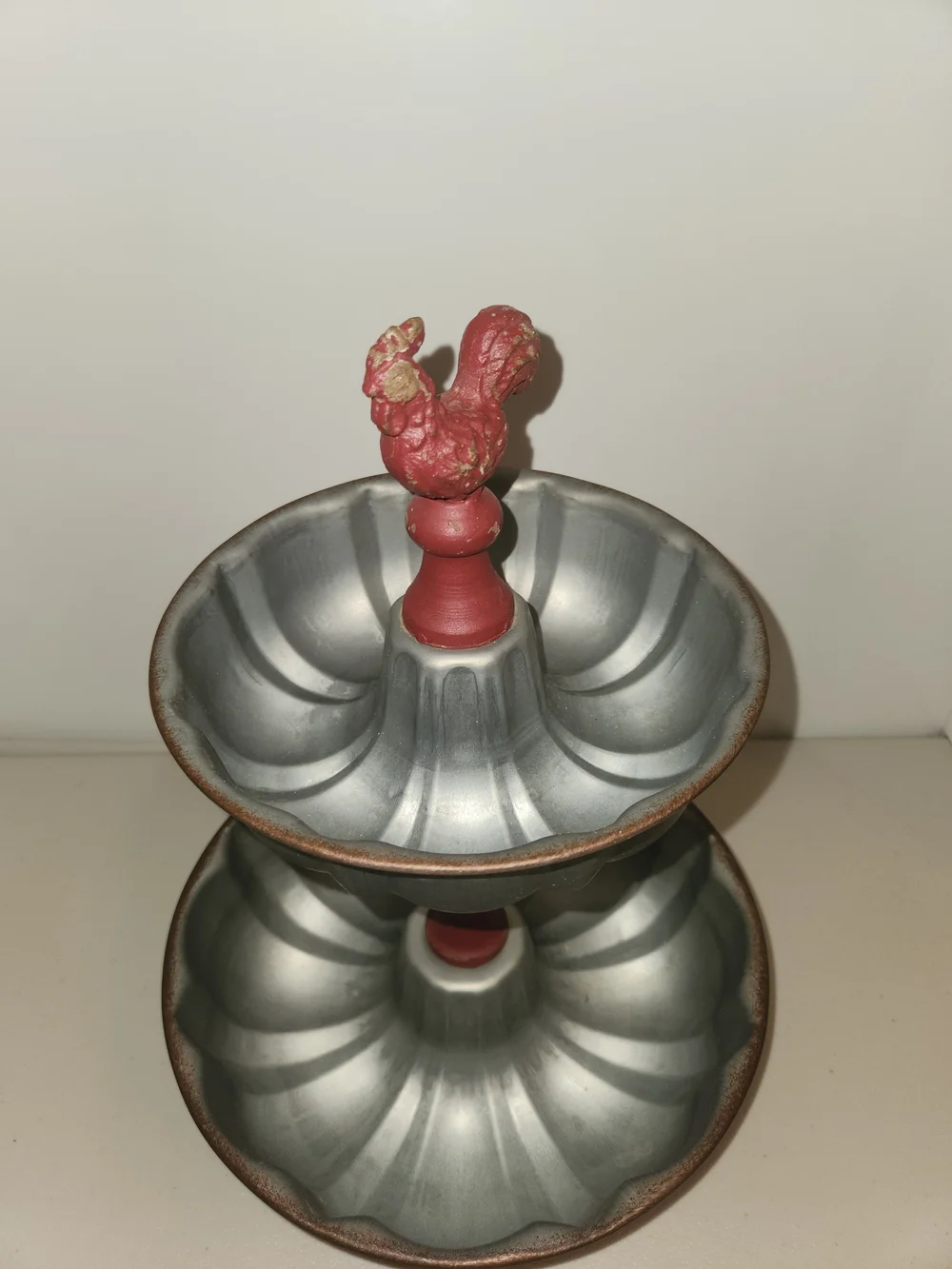 Red Shed Two-Tier Metal Serving Fruit Stand with Red Rooster Accent 14
